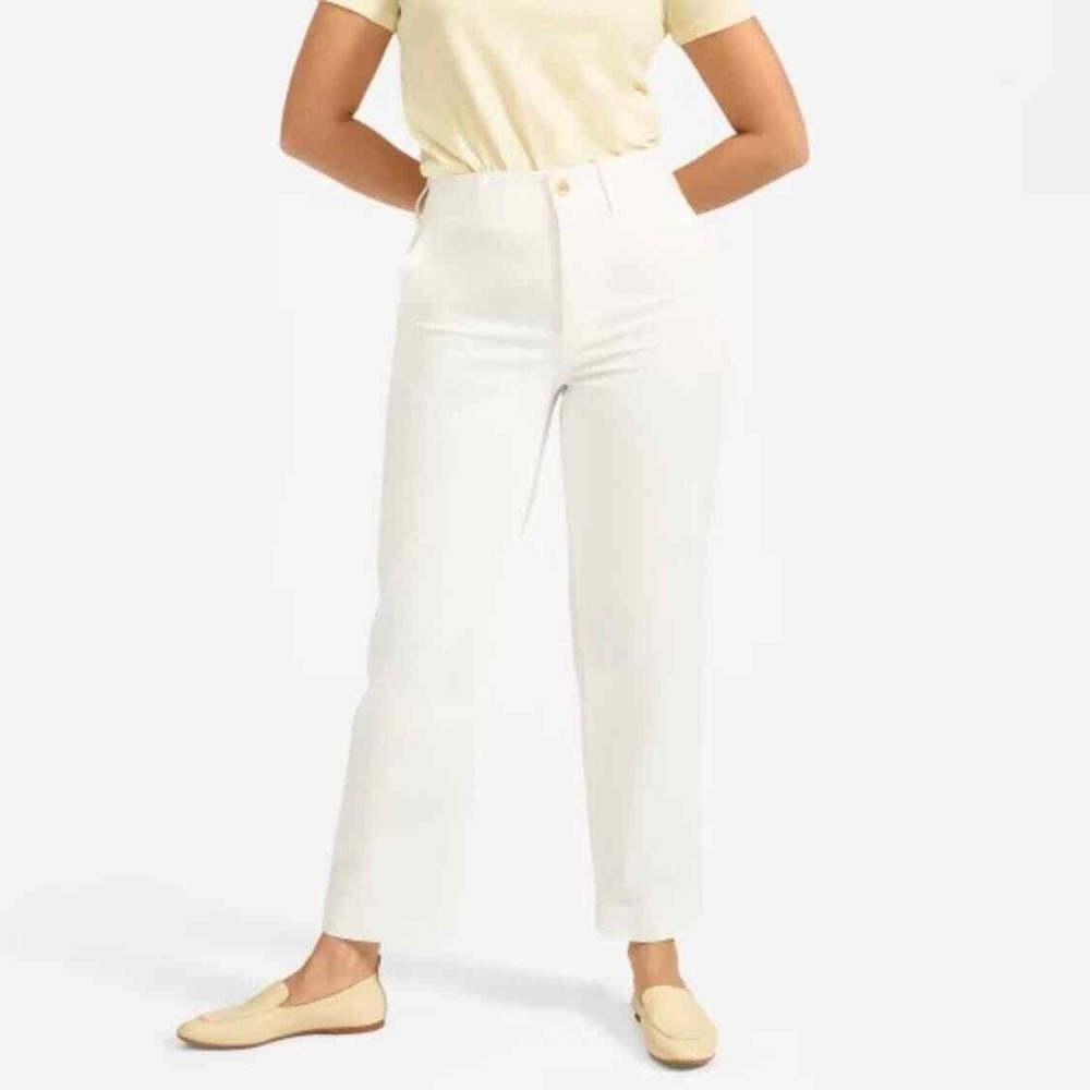 EVERLANE Lightweight Relaxed Chino Pants Womens 2 White Straight Leg Stretch